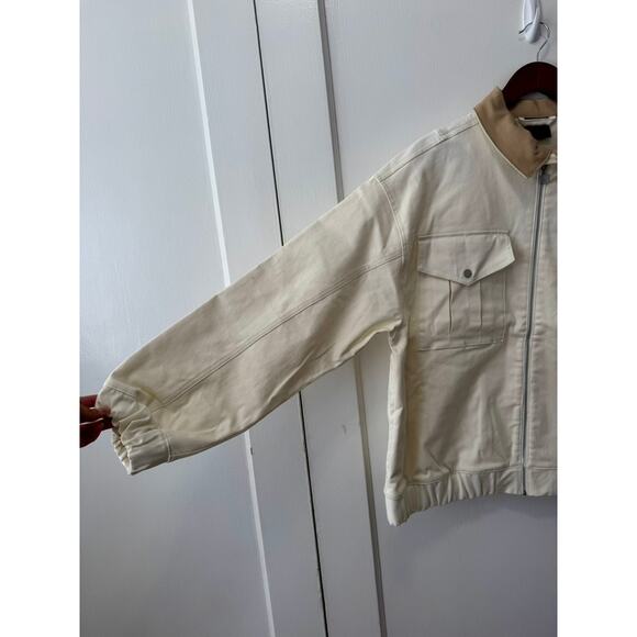 Air Jordan NWT Women's Creme Ivory Utility Bomber Jacket Size Medium Fits S, L - Picture 4 of 16